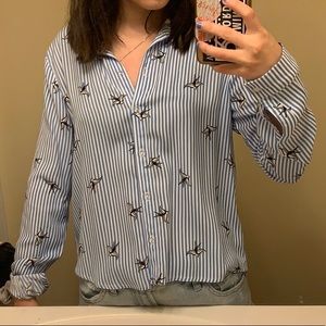 Striped Sparrow Button Down Blouse